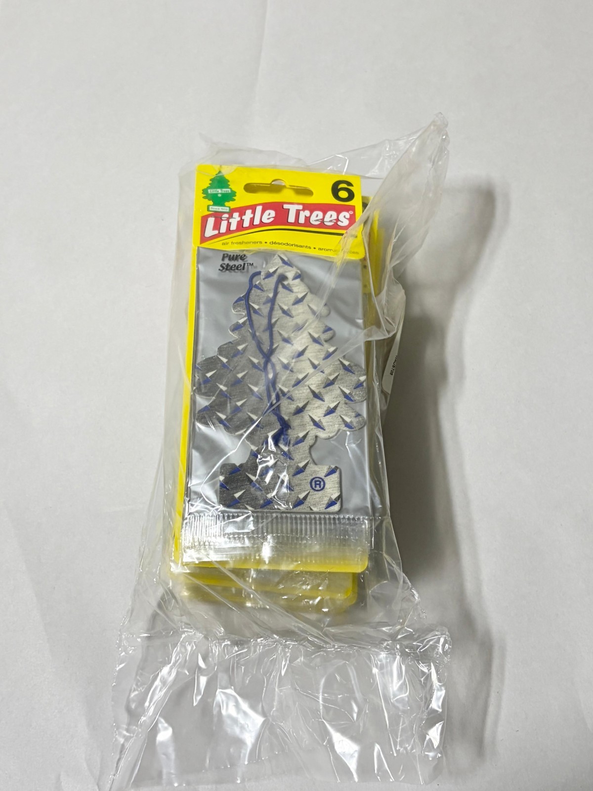Little Trees Pure Steel Fresheners - 4 PACKS OF 6  (24 TREES TOTAL)