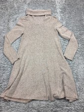 Cherish Cowl Neck Sweater Dress Womens Size Small Brown With Pockets D6059 USA