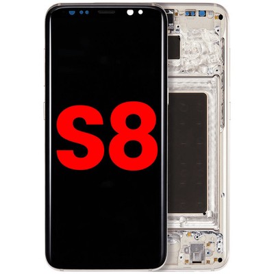 OLED-Display mit Rahmen für Samsung Galaxy S8 (Aftermarket Plus) (Arctic Silver