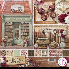Ciao Bella BOOK LOVERS 12x12 Pattern Paper Pad 8/pkg + Bonus Scrapbook CBT091