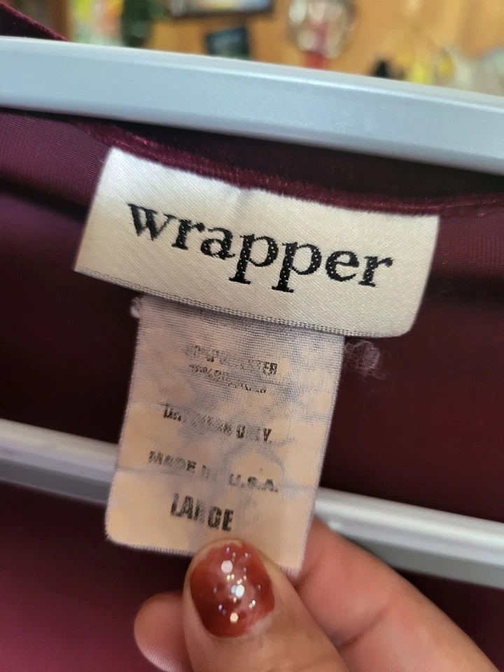 Blusa para mujer Wrapper roja manga larga talla L, vintage Foto 3 de 3