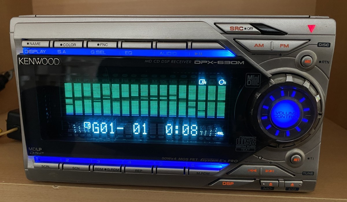 KENWOOD DPX-630M Car Audio 2DIN CD MD 13PIN-BUS RCA OUTPUT Working