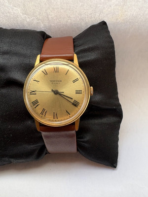 Sekonda Herren Vintage Mechanisch 19Jewels Made in USSR Lederband Uhr