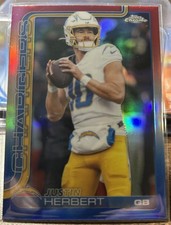 2025 Topps Chrome Justin Herbert Red White & Blue Refractor #158 Chargers