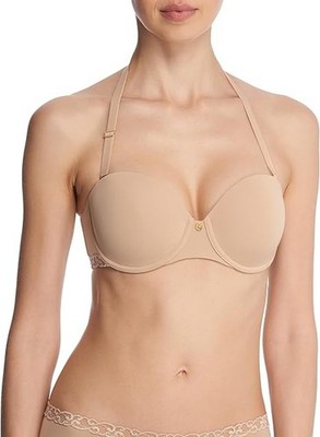 NATORI 36 DD #729080 PURE LUXE LACE TRIM STRAPLESS UNDERWIRE BRA, CAFE, NWOT