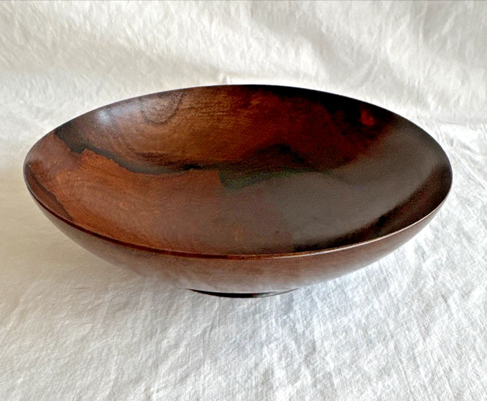 Tigela de madeira vintage 7 3/8" tigela de salada porca meados do século moderna MCM Honduras - Imagem 2 de 4