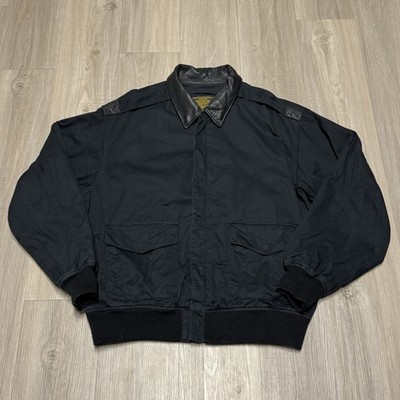 Cockpit USA Mens Large Type A-2 Aviator Black Air Force Jacket Leather Collar