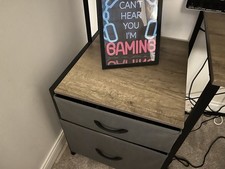 L shaped Gaming Desk Natural Wood Finish - With LEDs - only 3 months old
