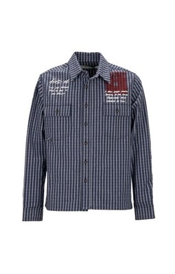 OFF-WHITE Virgil Abloh Mona Lisa Printed Shirt Jacket with Logo Blue Red M