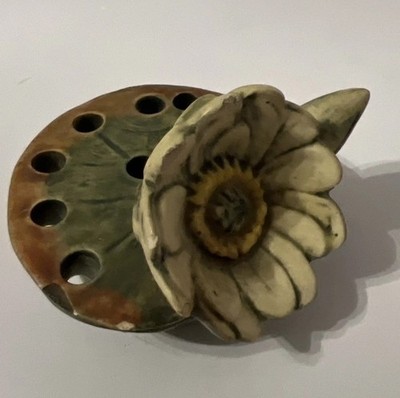Antique Weller Pottery Lotus Bloom Flower Frog 1920s Weller Ware Multicolor-Rare