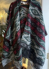 Beautiful Aztec/Southwest Print Acrylic Fringed Shawl Wrap Boho Western Trendy