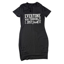 SHEIN Curve Black Graphic Bodycon Dress OX L "Everyone Was Thinking It" Cutout