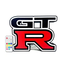 Nissan GTR Logo LED Light Up Sign, Nissan GT-R Super Car Racing Garage Sign, JDM