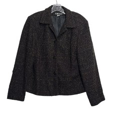 Sag Harbor Women's Size 14 Textured Blazer Jacket Black Multi Colored