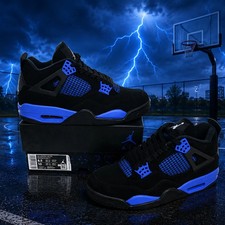 Jordan 4 Retro Black Blue Thunder Size US 7-12 NEW MEN'S