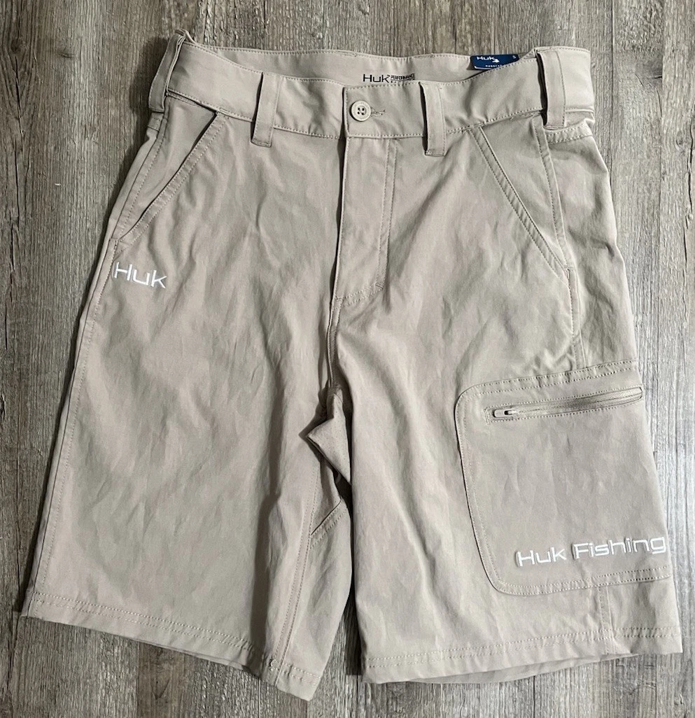 Men’s Huk Shorts S Fishing Shorts Beige Size 30 32 Vacay Beach