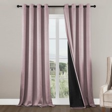 Blush Pink Blackout Curtains for Bedroom and Living Room 2 Panels Set 52 inch...