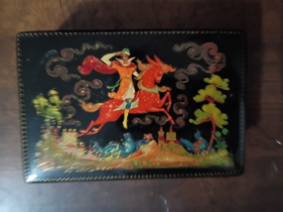 Fedoskino 1950's Russian Lacquer Box ''Still life'' Handmade Miniature Palekh