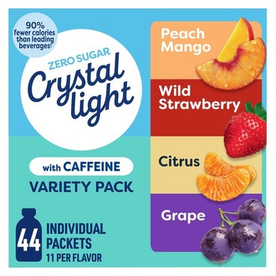 Crystal Light Energizing Drink Mix with Caffeine Variety Pack, 44 Packets for