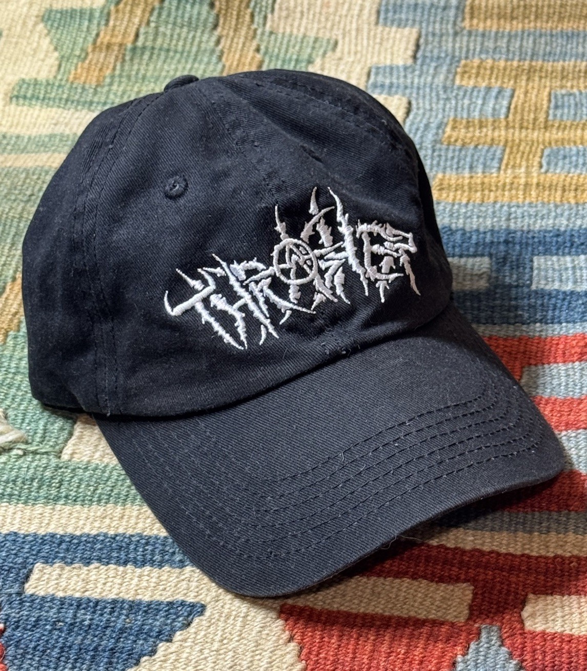 Thrasher Magazine Thorns 6 Panel Strapback Black Skateboarding Hat