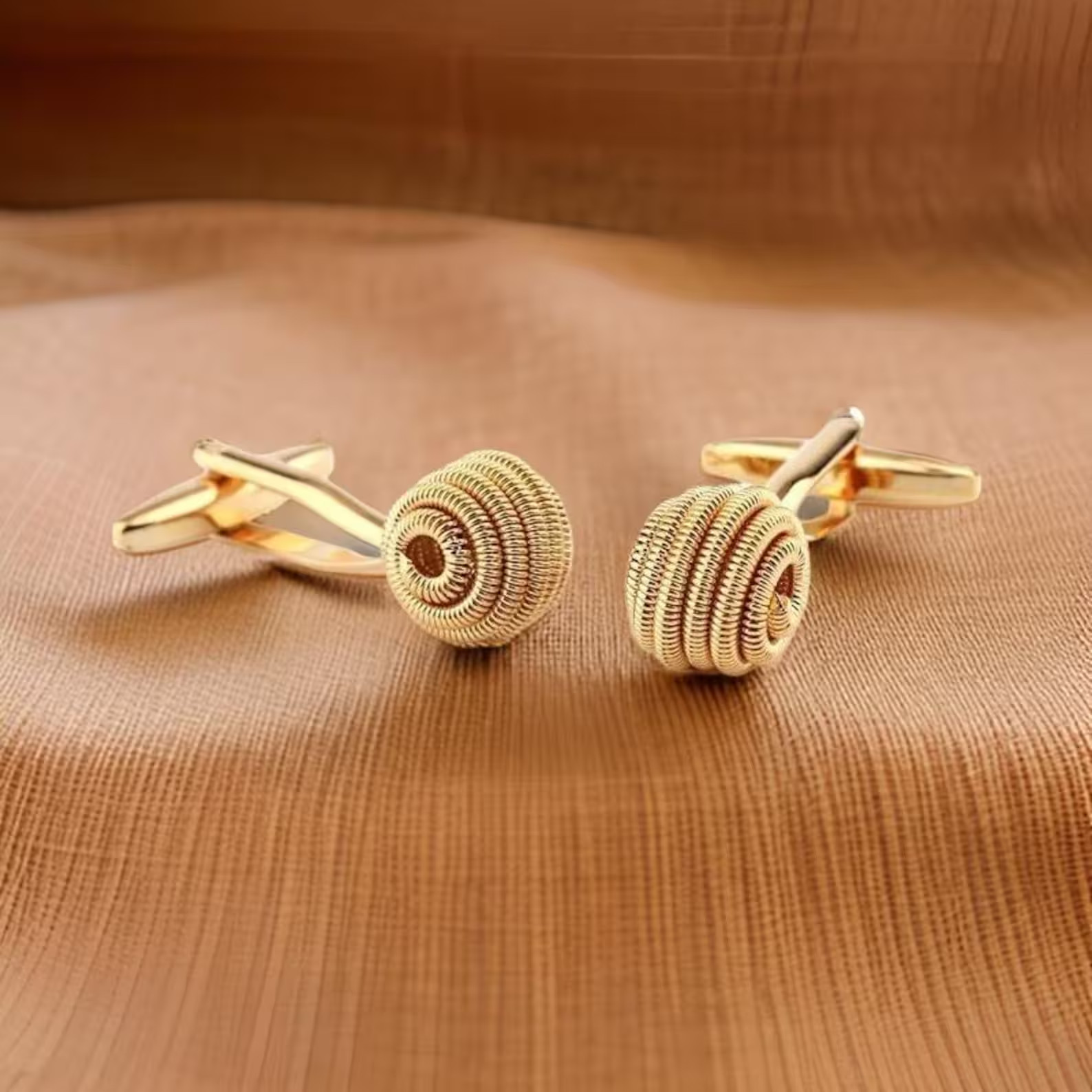 Gemelos De Puño Para Novio, Art Déco, Baño En Oro Amarillo 14K, Regalo
