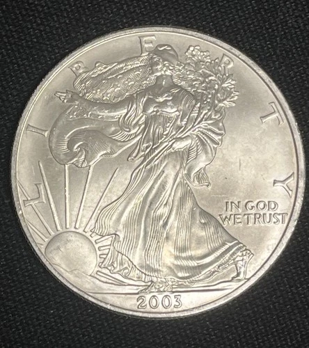 2003 American Silver Eagle Coin BU 1 Oz US $1 Somewhat Scratchy & Spotty