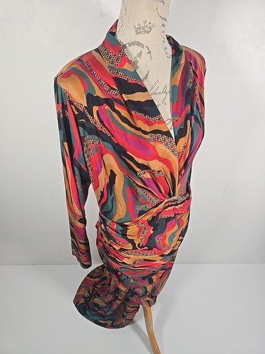 Vestido midi JOHN ZACK simple elegante mostaza estampado múltiple manga larga nuevo con etiquetas Reino Unido 16 - Imagen 12 de 21