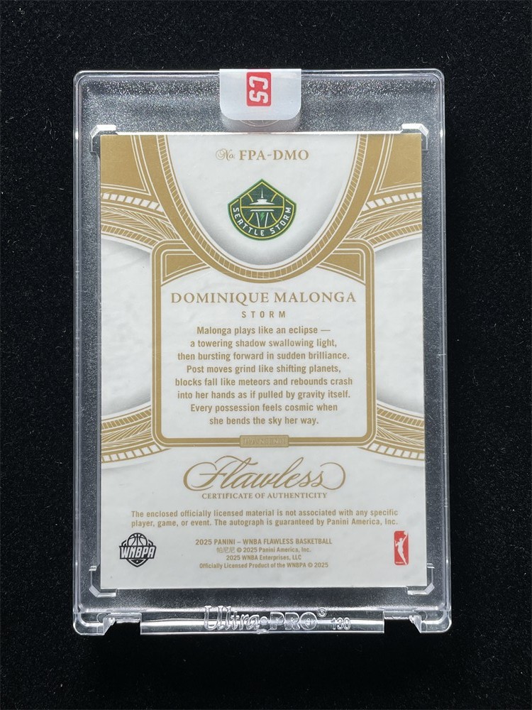 2025 Panini Flawless WNBA Dominique Malonga RC Patch Auto RPA Storm 1/25≈1/1 view 2