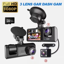 Dash Cam 3 Channels 1080p HD Front Rear and Inner Camera Car Video Recorder DVR