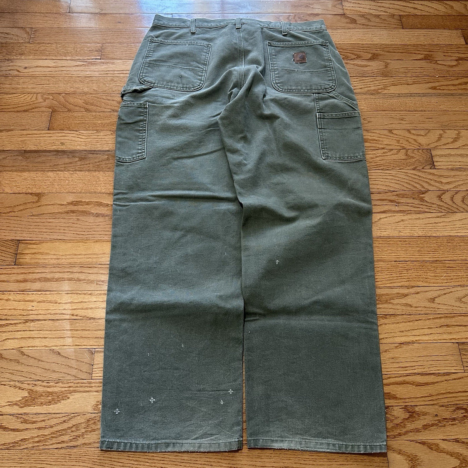 Vintage Carhartt Carpenter Pants Mens 38x32 Moss Green Dungaree Fit B11 MOS Work