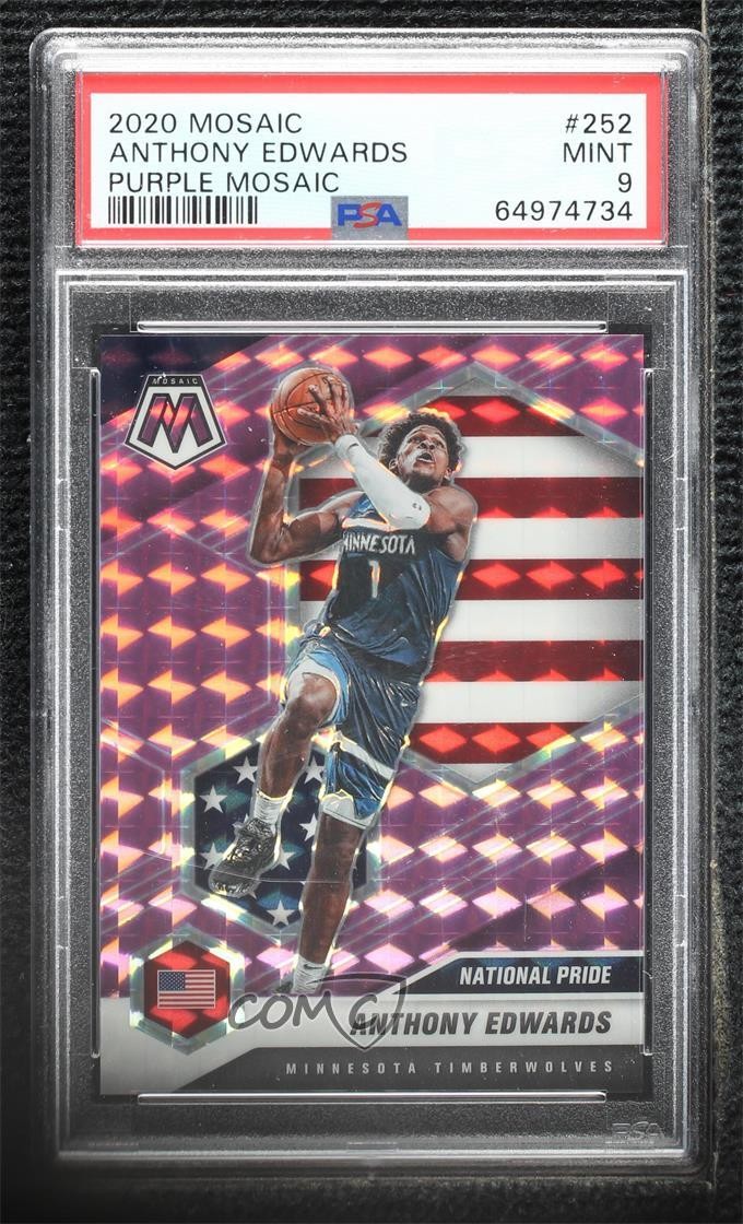 2020-21 Mosaic National Pride Purple Prizm 39/49 Anthony Edwards PSA 9 MINT hs9