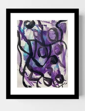 GUAJARDO Original Abstract Expressionism Grapes Galore 12X9 Paper Signed Art