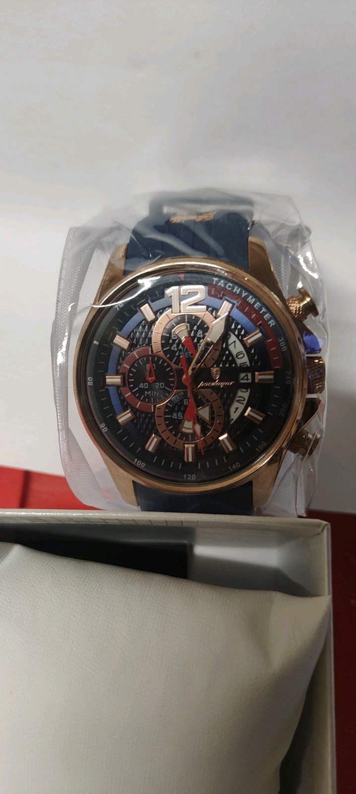 Montre Poedagar 898 chronographe étanche 30m en acier noir pour homme