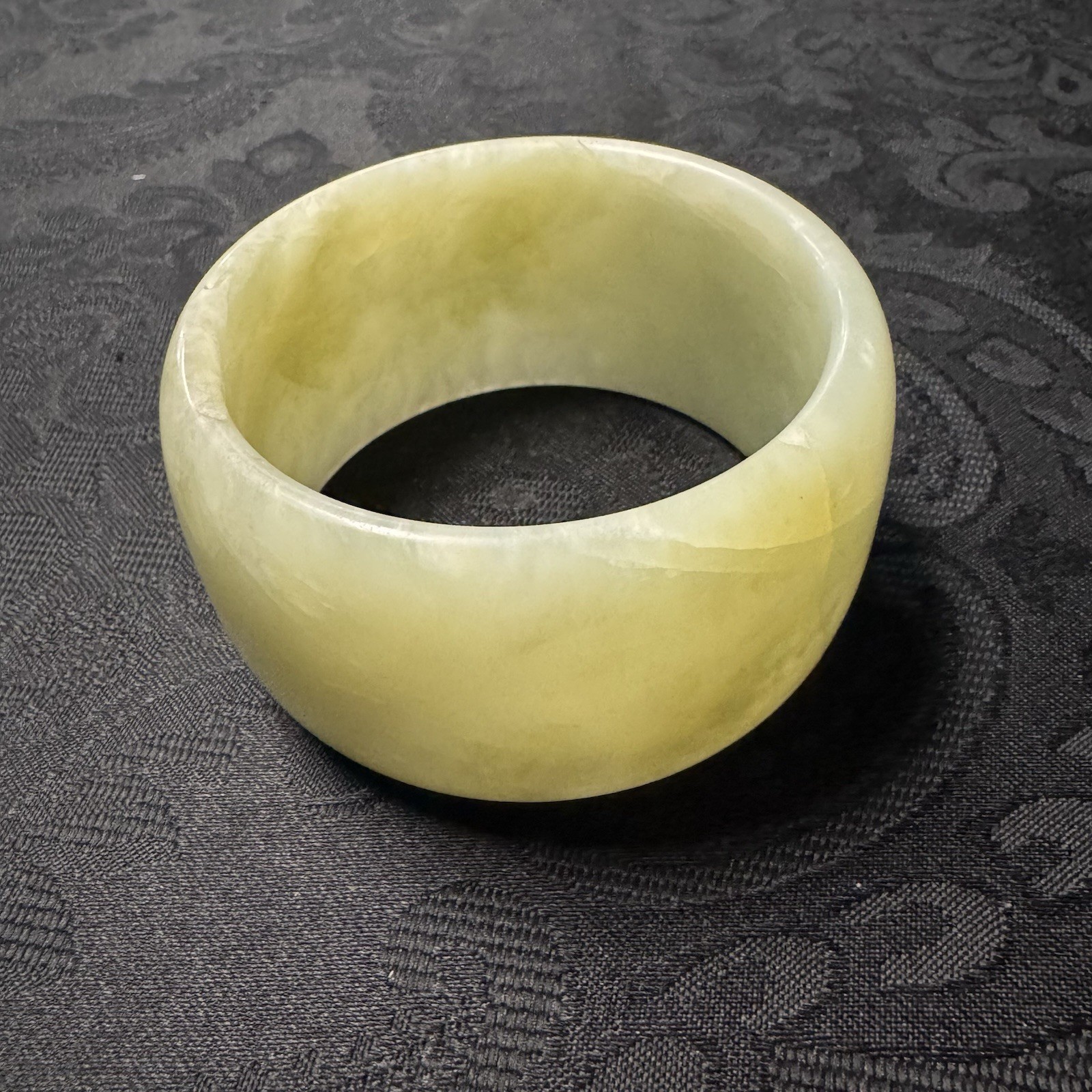 Solid Jade Bangle Bracelet – Thick Wide Large Hea… - image 3