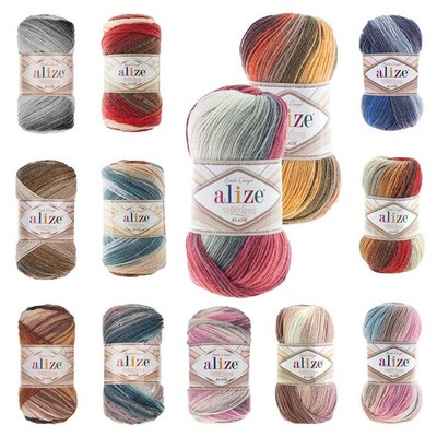 500g Strickgarn Alize Superlana Klasik Batik 25% Wolle Farbwahl