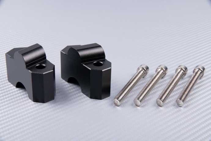 Réhausses guidon pontets 30mm noir pour Kawasaki Z750 et ZR750L de 2007 à 2013