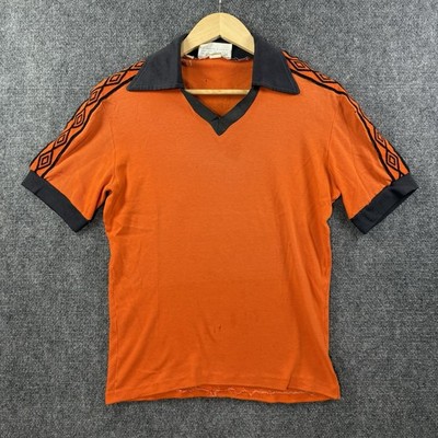 VTG 70 s UMBRO Admiral Sleeve Soccer Jersey M Orange Futbol Mustangs #21 80 s