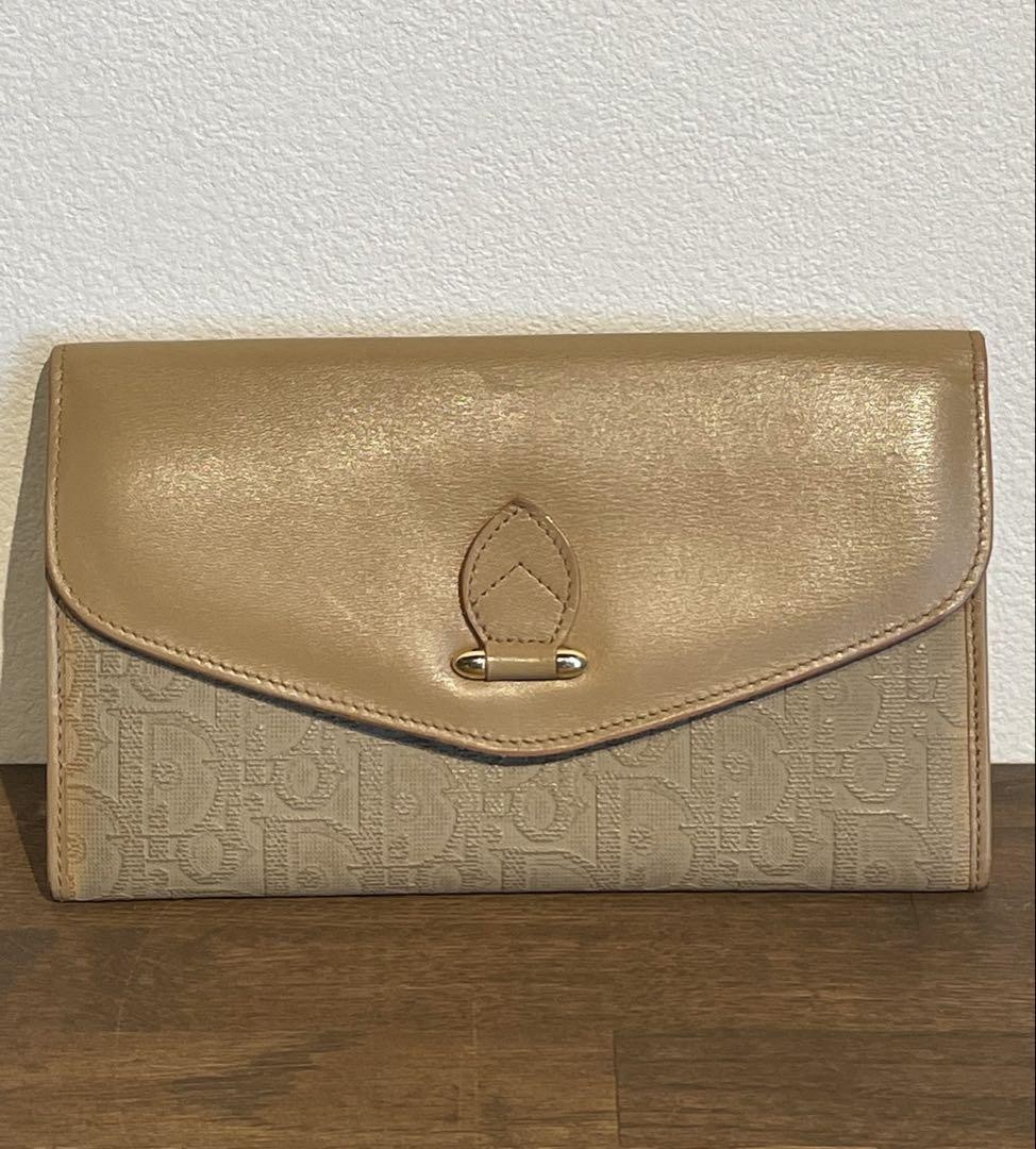 Dior Long Wallet with W2 Frame Trotter Letter in Light Brown