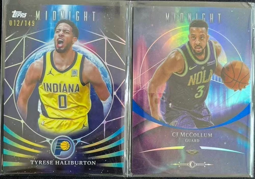 Lot 2 Tyrese Haliburton Cj Mccollum 2025-26 Topps Midnight 012/149 Morning