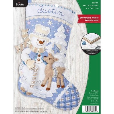 Bucilla 89245E Felt Applique Christmas Stocking Kit, 1, Snowman's Winter