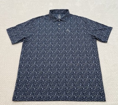 Rhoback Men s Performance Polo Navy Blue Sea Food Pattern Stretch MENS 3XL XXXL