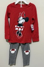 Disney Minnie Mouse Girls 2-Piece Outfit Top  Pants Size 5 New w/ Tags Faux Fir