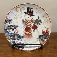 Williams Sonoma  Twas the Night Before Christmas  Snowman Salad Plate 8.25" READ