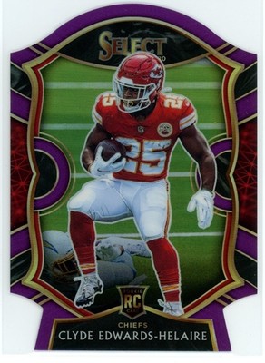Clyde Edwards-Helaire 2020 Panini Select #54 Rookie Chiefs Purple Die Cut RC