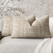 Home D cor Decorative Boho Chenille Throw Pillow 20" x 12" Pack of 2 Beige