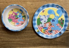 BLUES CLUES Vintage 2002 Zak Designs Melamine Plate & Bowl Set