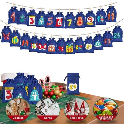 Für Urlaub Countdown Kalender Taschen Set 24 mit Clips Seil wiederverwendbar Sa