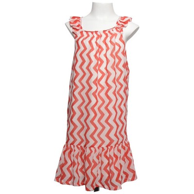 H&M, Kleid, Größe: 134, Rot/Weiß, Polyester, Chevron, Mädchen #YEz