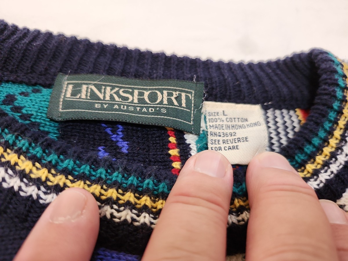 Vintage Golf Sweater Mens Large 3D Chunky 90s LONKSPORT by AUSTAD'S Cosby Coogie View 2