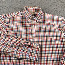Duluth Trading Co Shirt Mens Medium Plaid Wrinklefighter Relaxed Fit Button Down